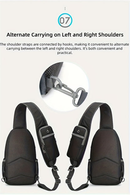 Sling Bag – Nylon, Large Capacity, Adjustable Strap, Multi Pocket – detail view 31