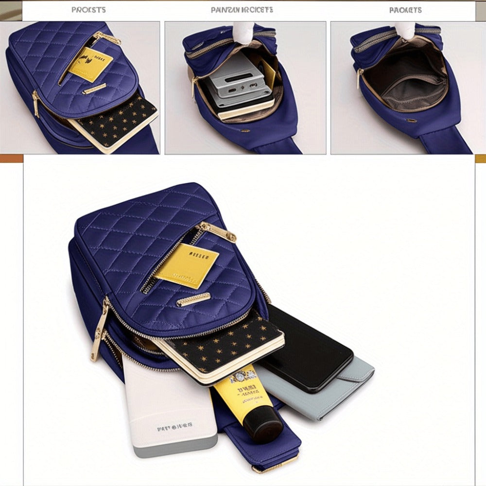 Sling Bag – Nylon, Lightweight, Multi-Pocket, Adjustable Strap – detail view 5