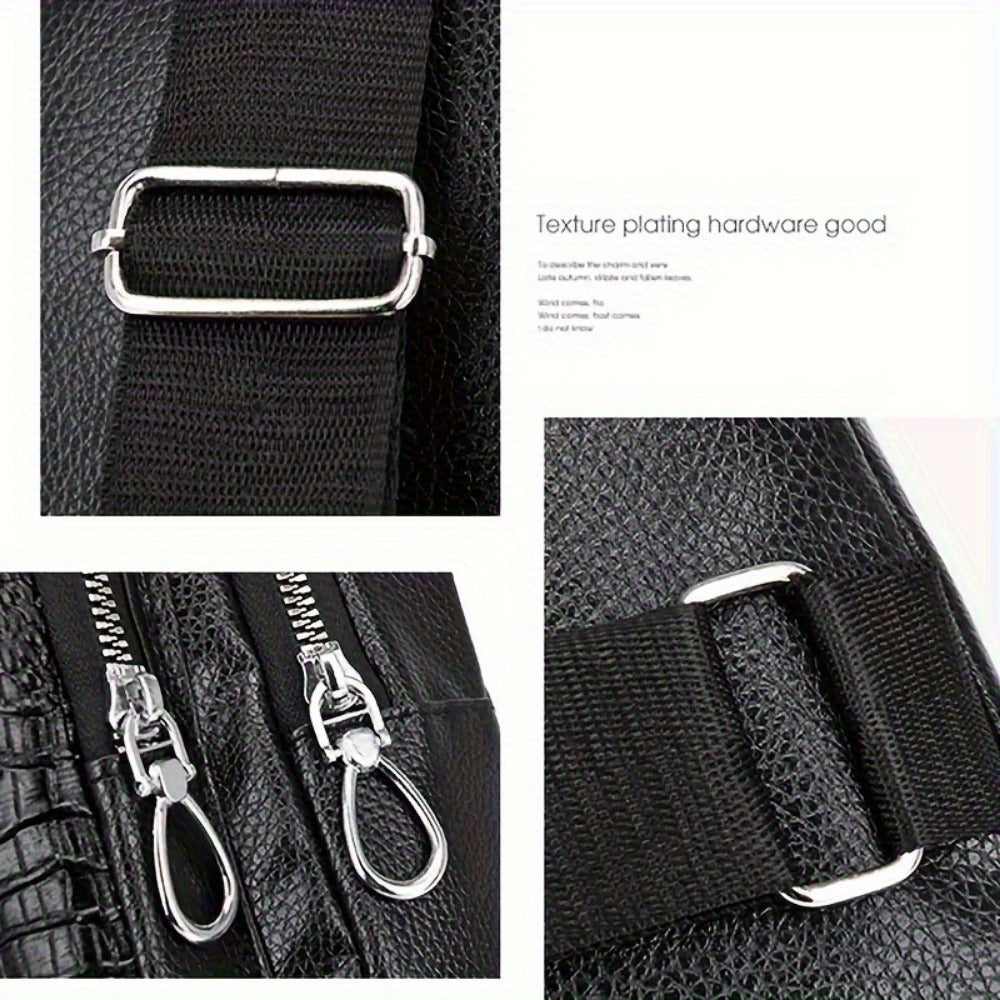 Sling Bag – for Travel & Everyday Use, Crocodile Pattern Chest Earphone Hole – detail view 11