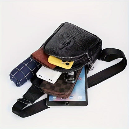 Sling Bag – for Travel & Everyday Use, Crocodile Pattern Chest Earphone Hole – detail view 16