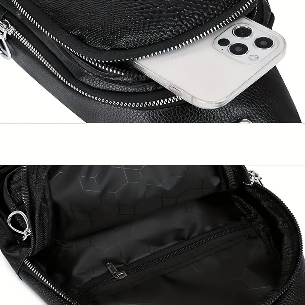Sling Bag – for Travel & Everyday Use, Crocodile Pattern Chest Earphone Hole – detail view 17