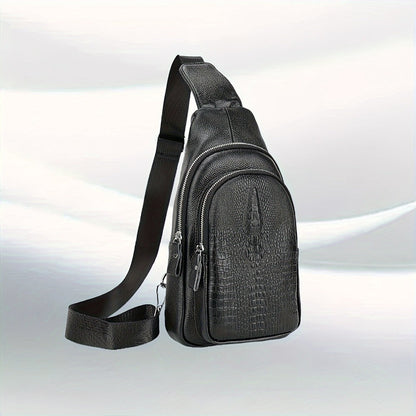 Sling Bag – for Travel & Everyday Use, Crocodile Pattern Chest Earphone Hole – detail view 3