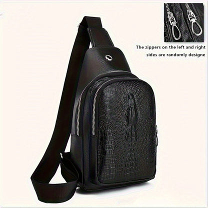Sling Bag – for Travel & Everyday Use, Crocodile Pattern Chest Earphone Hole – detail view 10