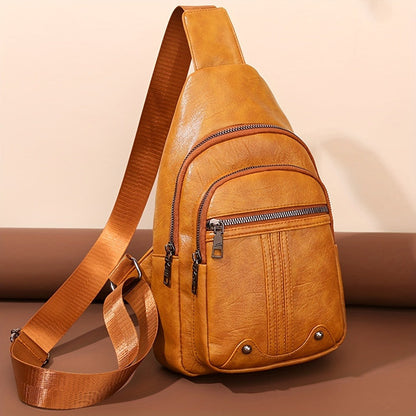 Sling Bag – for Travel & Everyday Use, Faux Leather Retro Chest Sling – detail view 13