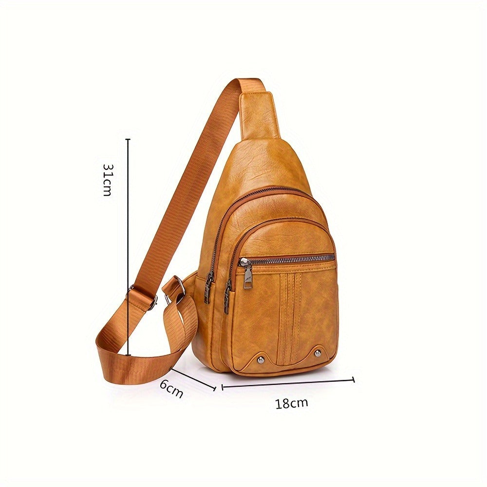 Sling Bag – for Travel & Everyday Use, Faux Leather Retro Chest Sling – detail view 14