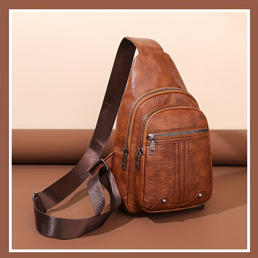Sling Bag – for Travel & Everyday Use, Faux Leather Retro Chest Sling – detail view 16
