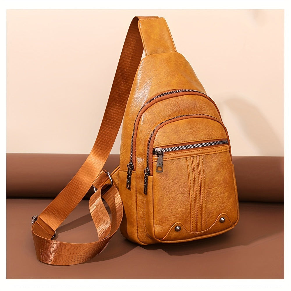 Sling Bag – for Travel & Everyday Use, Faux Leather Retro Chest Sling – detail view 18