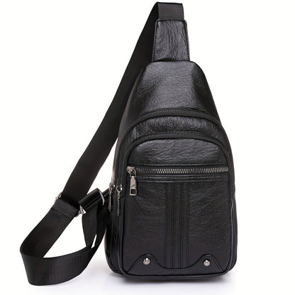 Sling Bag – for Travel & Everyday Use, Faux Leather Retro Chest Sling – detail view 4