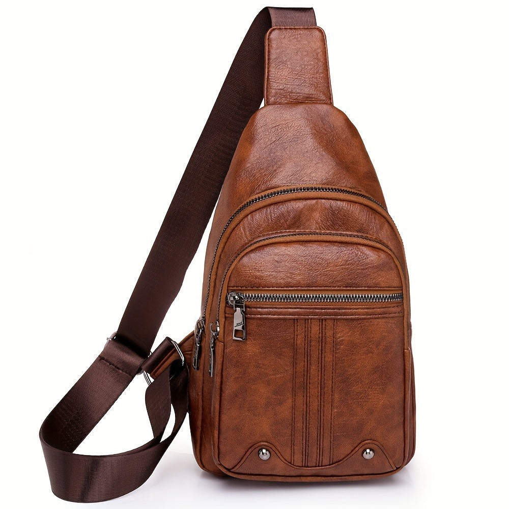 Sling Bag – for Travel & Everyday Use, Faux Leather Retro Chest Sling – detail view 6