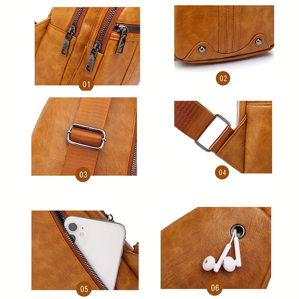Sling Bag – for Travel & Everyday Use, Faux Leather Retro Chest Sling – detail view 7