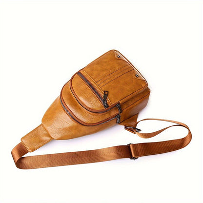 Sling Bag – for Travel & Everyday Use, Faux Leather Retro Chest Sling – detail view 10