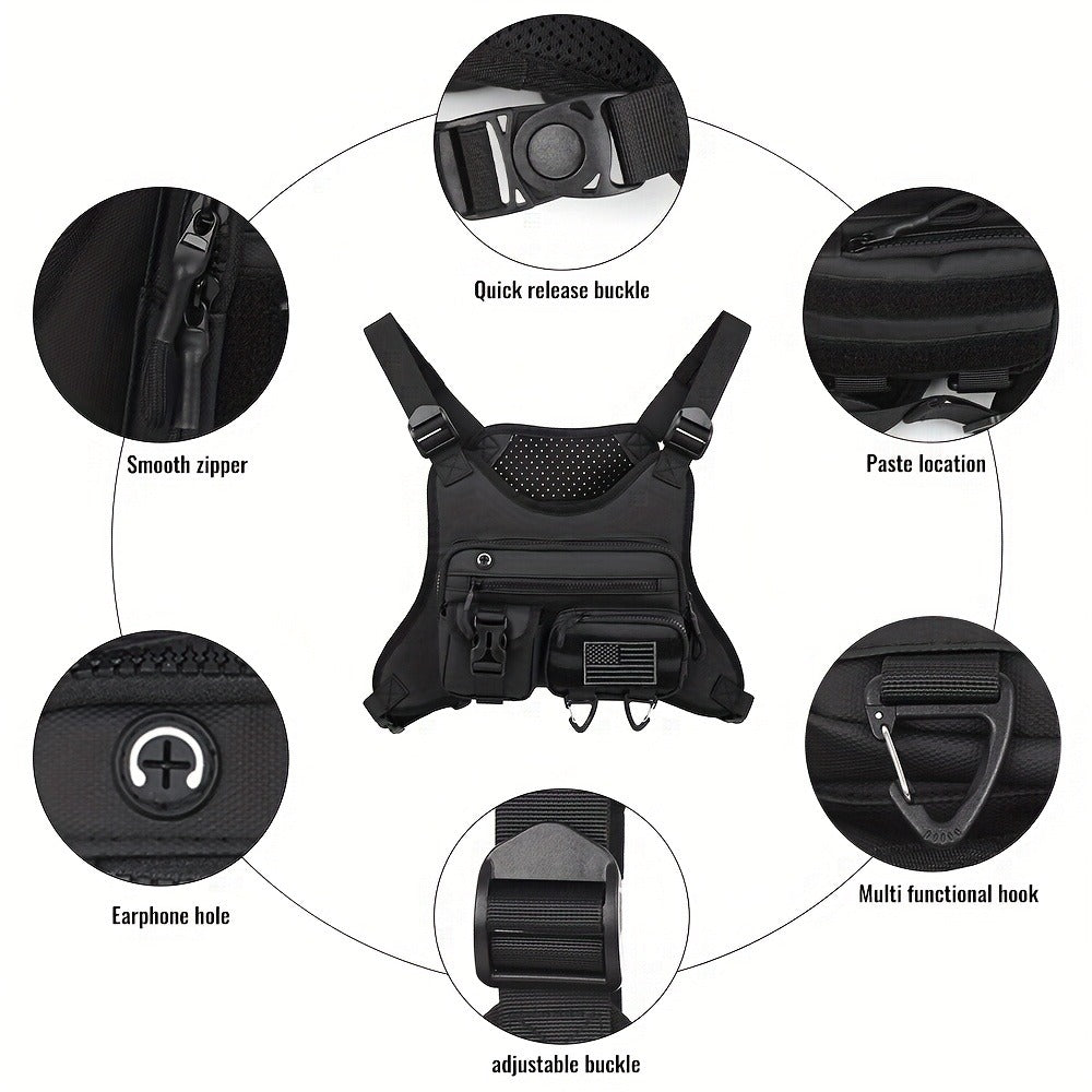 Sling Bag – for Travel & Work, Tactical Sports Chest Hollowed Out – detail view 14
