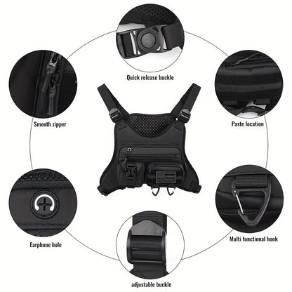 Sling Bag – for Travel & Work, Tactical Sports Chest Hollowed Out – detail view 14