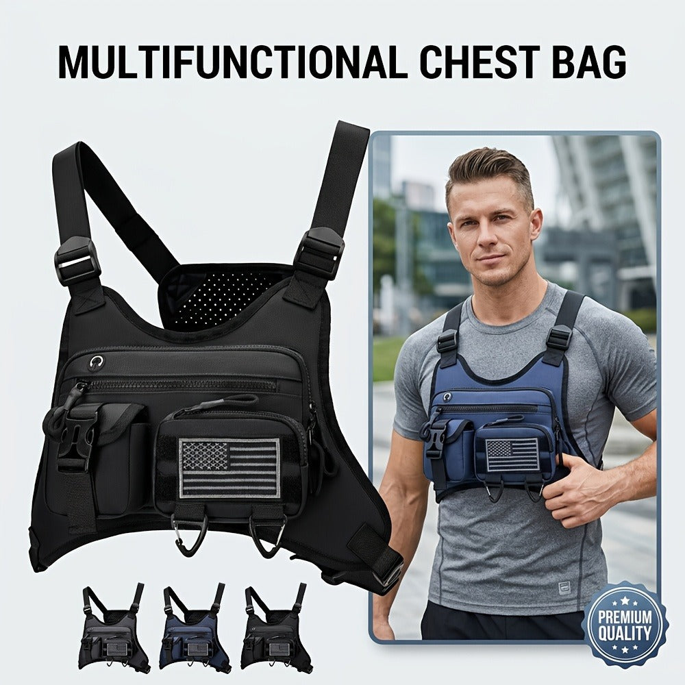 Sling Bag – for Travel & Work, Tactical Sports Chest Hollowed Out – front view