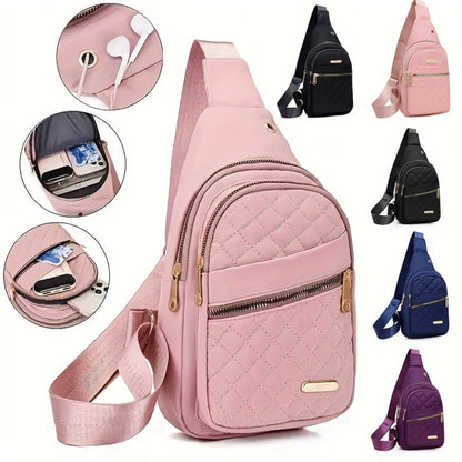 Sling Bag – for Travel, Diamond Pattern Chest Adjustable Strap – detail view 11
