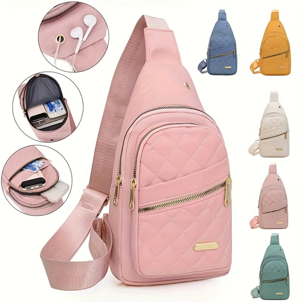 Sling Bag – for Travel, Diamond Pattern Chest Adjustable Strap – detail view 4