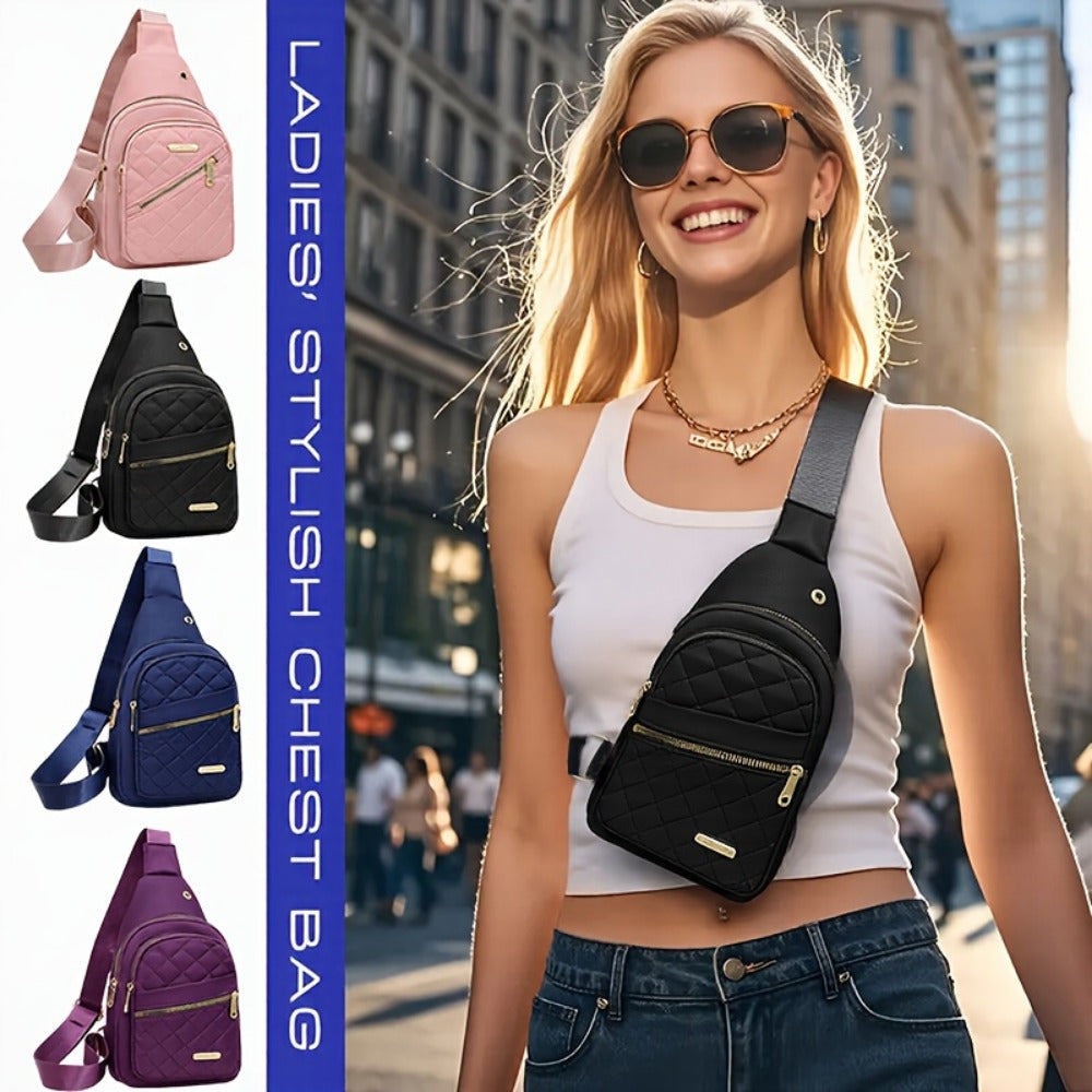 Sling Bag – for Travel, Diamond Pattern Chest Adjustable Strap – front view