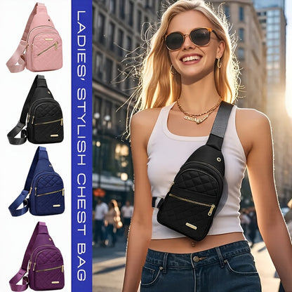 Sling Bag – for Travel, Diamond Pattern Chest Adjustable Strap – front view
