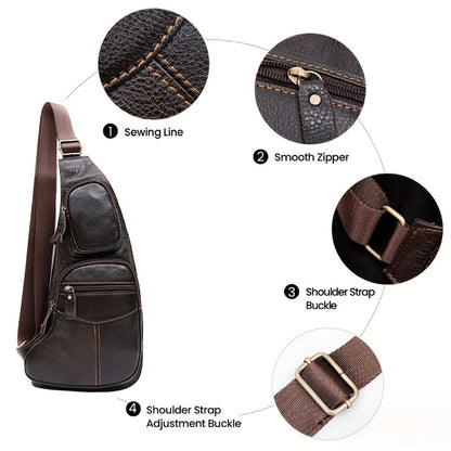 Sling Bag – for Travel, Leather Sling Vintage Chest Pack – detail view 17