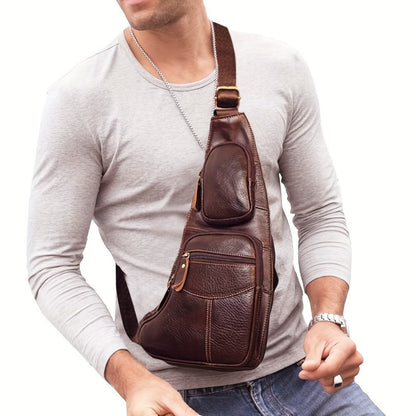 Sling Bag – for Travel, Leather Sling Vintage Chest Pack – detail view 2