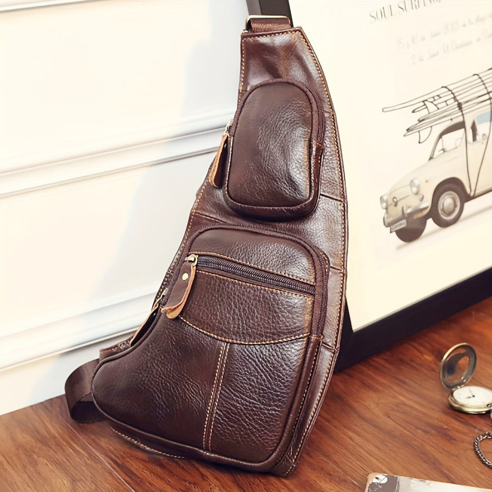 Sling Bag – for Travel, Leather Sling Vintage Chest Pack – detail view 5