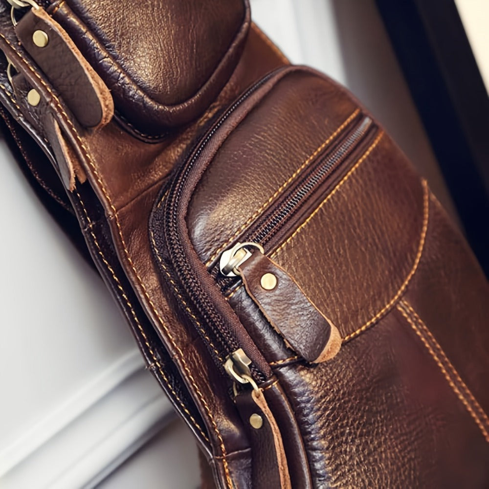 Sling Bag – for Travel, Leather Sling Vintage Chest Pack – detail view 7