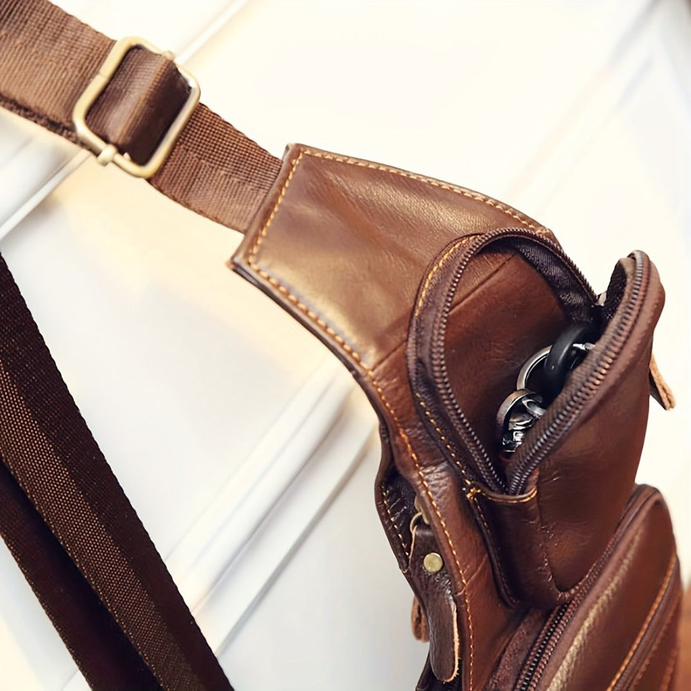 Sling Bag – for Travel, Leather Sling Vintage Chest Pack – detail view 8