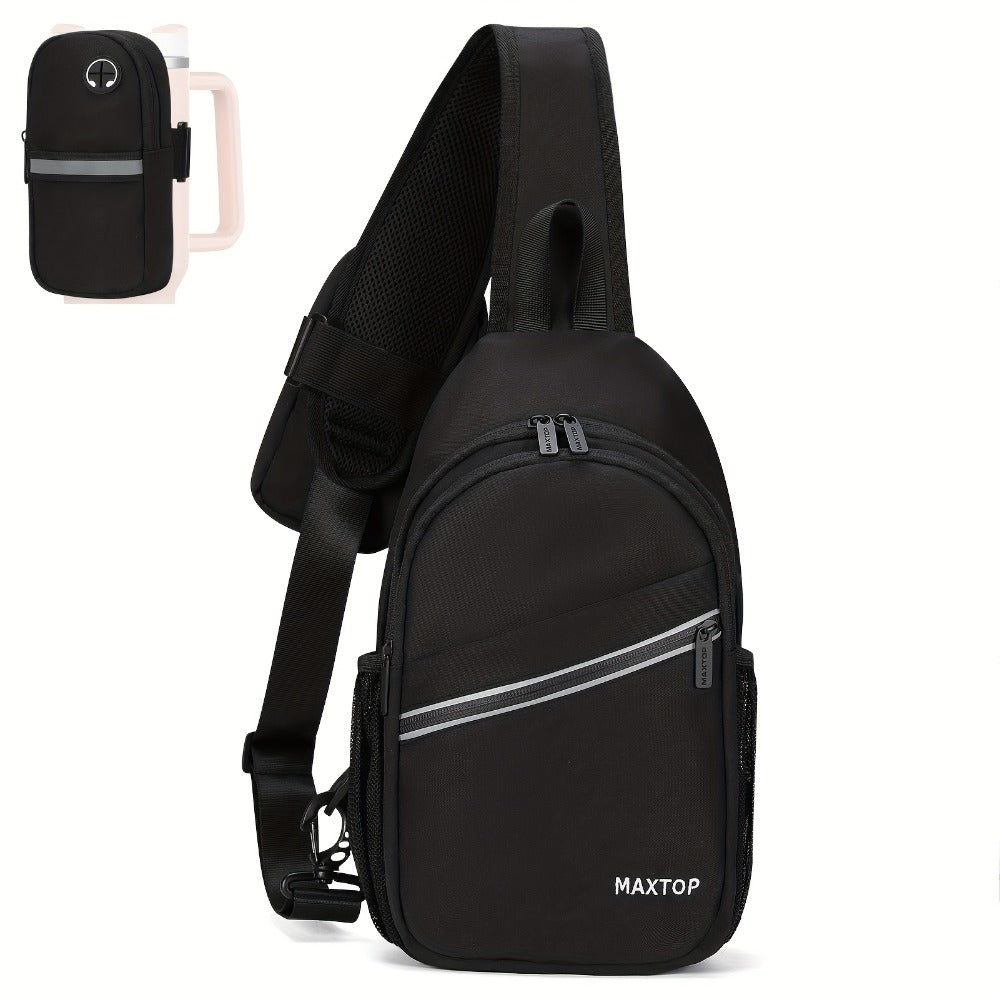 Sling Bag – for Travel, Sling Detachable Phone Pouch Hiking – front view