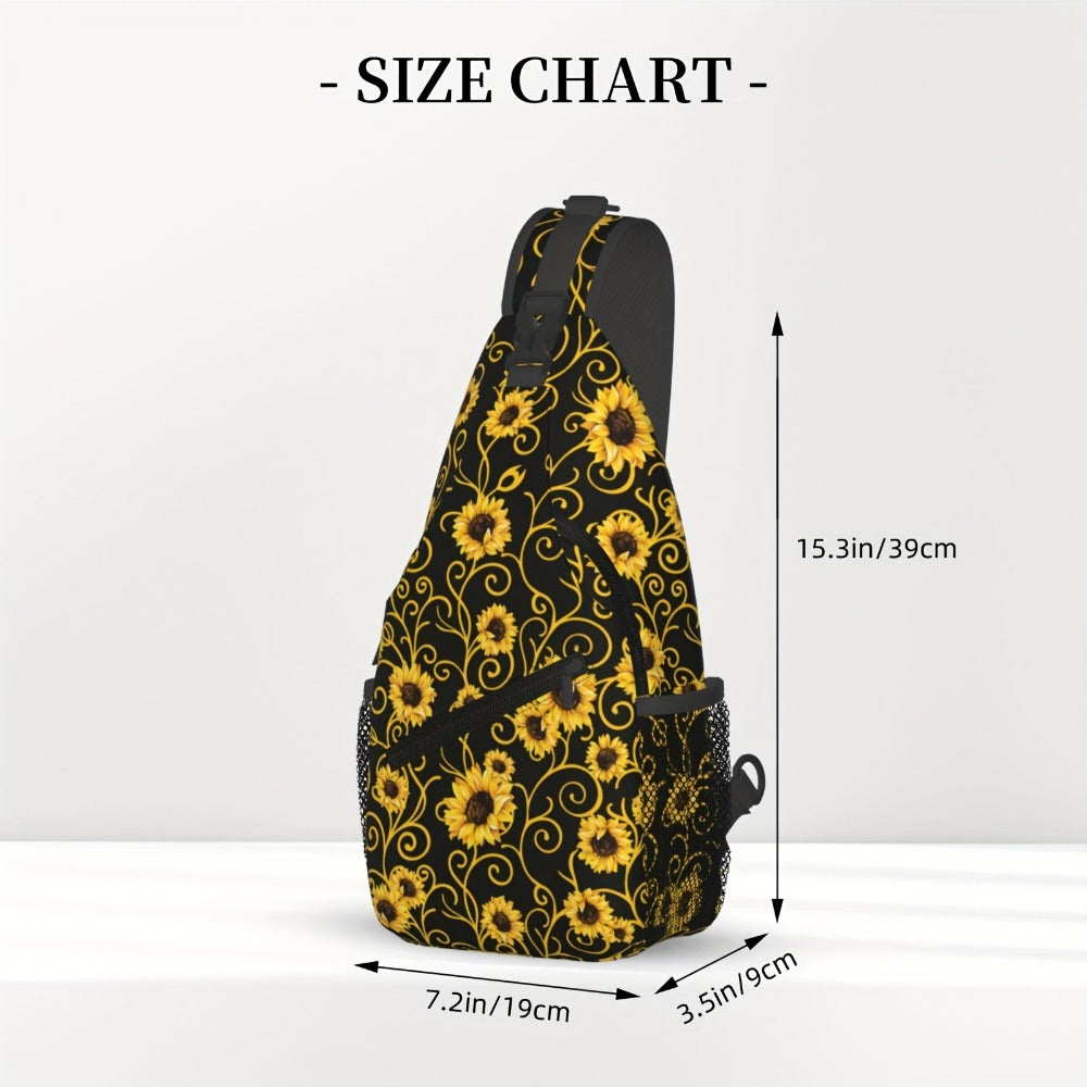 Sling Bag – for Travel, Sunflower Sling Chest Daypack Hiking – detail view 2