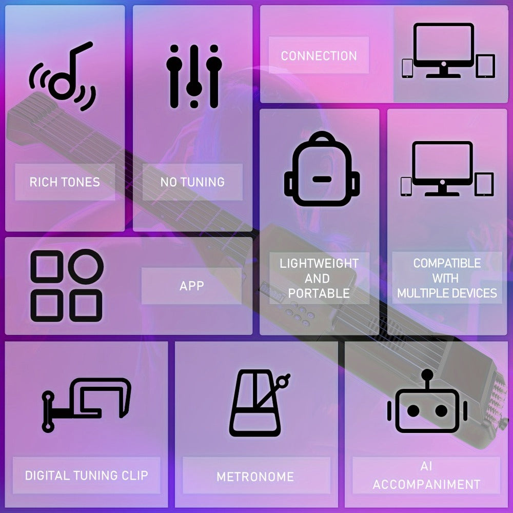 Smart Electric Guitar with Chord Practice, MIDI, LCD Screen and Speaker detail image - detail view 15
