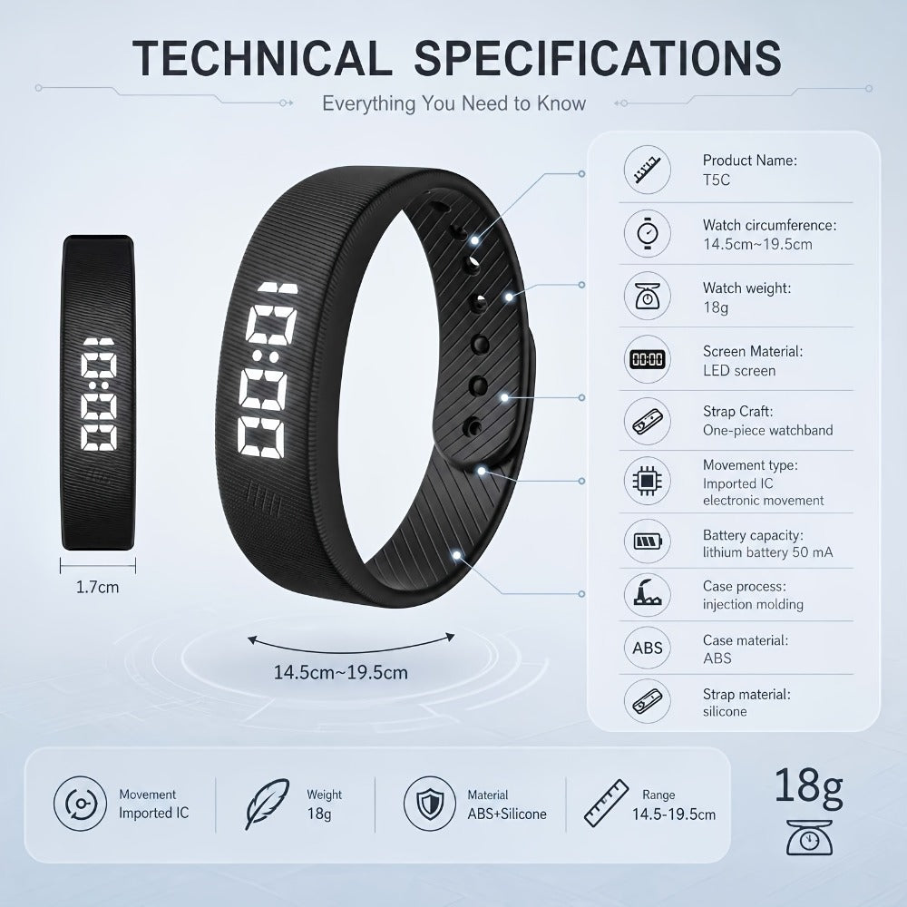 Smart Watch for Men - Sports Bracelet for Women Rechargeable Chronograph Fitness Tracker - product detail view 6