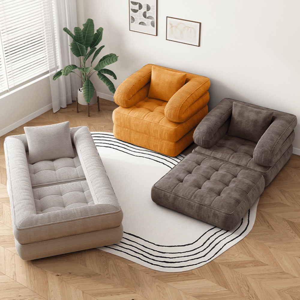 Sofa Bed, Convertible No Assembly Required, Multi-Position High-Density Sponge Corduroy shown in the main product view