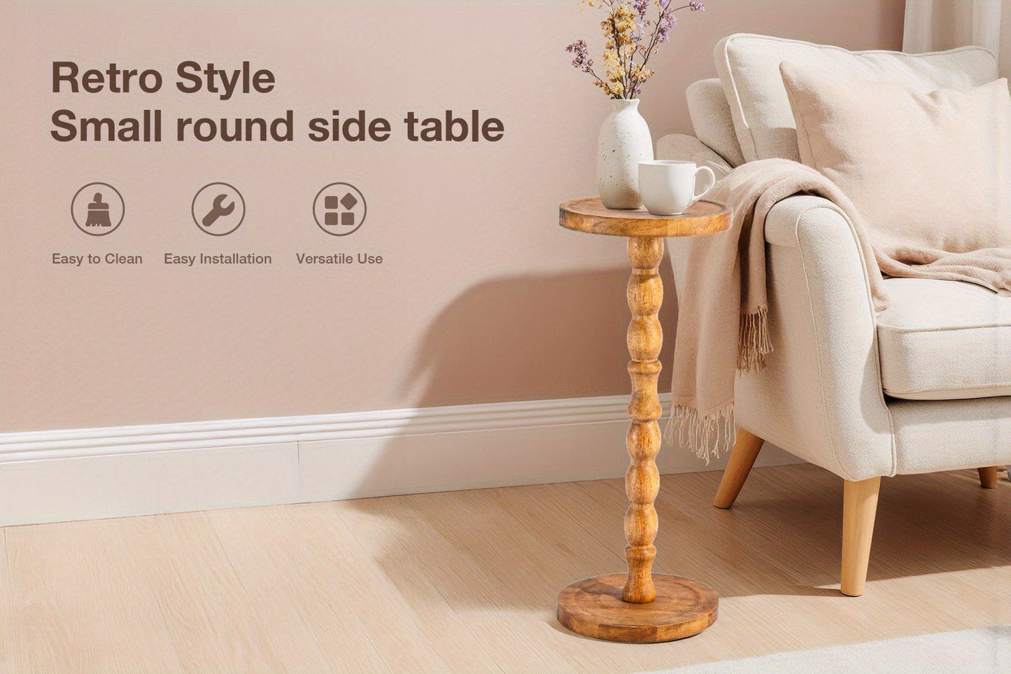 Solid Wood Side Table, Small Accent Table for Work, Display, and Everyday Use detail image - detail view 14