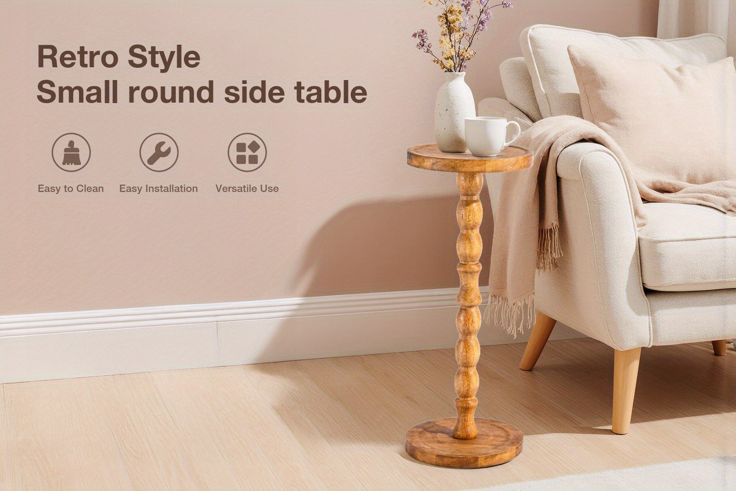 Solid Wood Side Table, Small Accent Table for Work, Display, and Everyday Use detail image - detail view 14