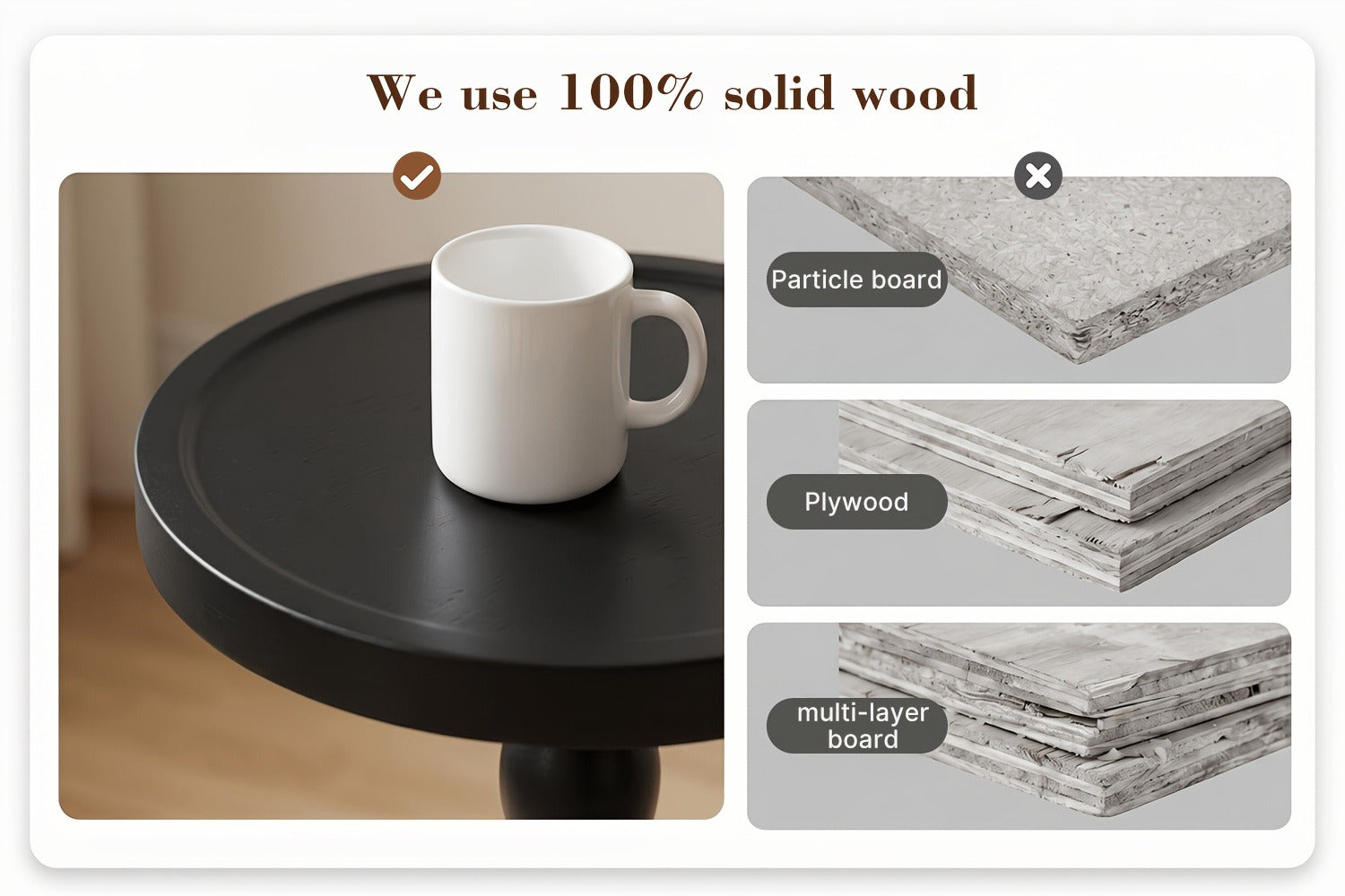 Solid Wood Side Table, Small Accent Table for Work, Display, and Everyday Use detail image - detail view 17