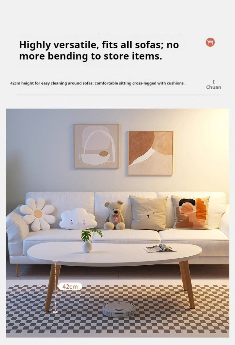 Solid Wood Wood Coffee Table, Modern Accent Table for Living Room detail image - detail view 15
