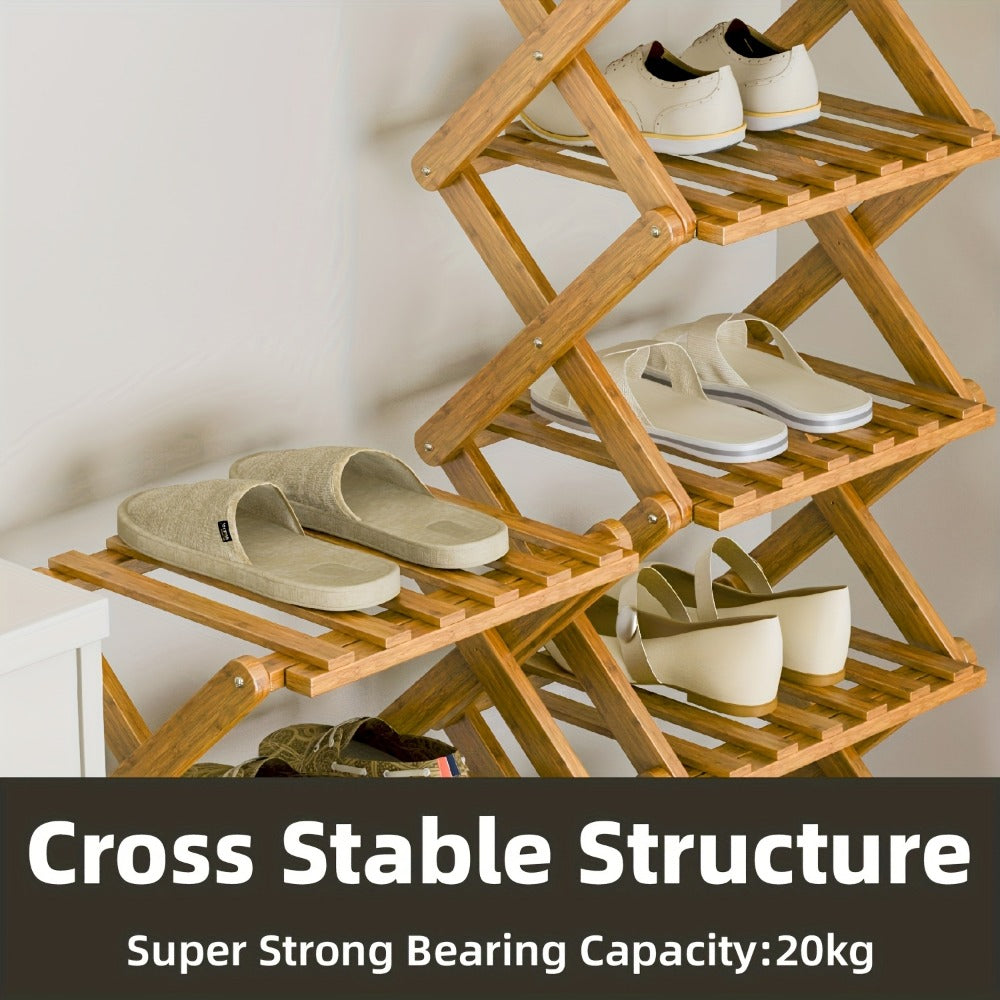 Space-Saving Foldable Shoe Rack, Freestanding Shoe Storage Rack for Entryway detail image - detail view 10