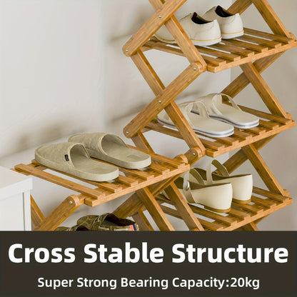 Space-Saving Foldable Shoe Rack, Freestanding Shoe Storage Rack for Entryway detail image - detail view 10