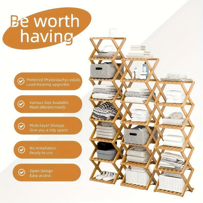 Space-Saving Foldable Shoe Rack, Freestanding Shoe Storage Rack for Entryway detail image