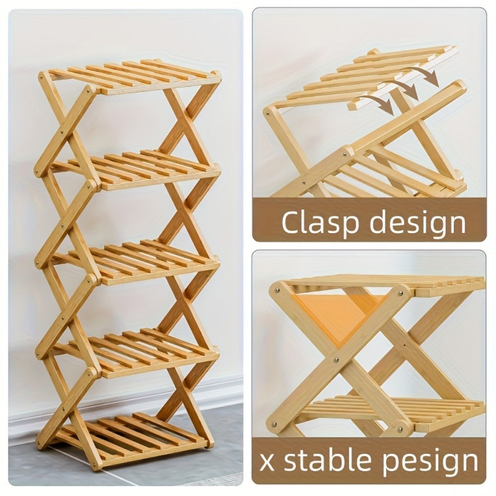 Space-Saving Foldable Shoe Rack, Freestanding Shoe Storage Rack for Entryway detail image - detail view 5