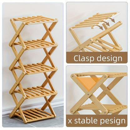 Space-Saving Foldable Shoe Rack, Freestanding Shoe Storage Rack for Entryway detail image - detail view 5