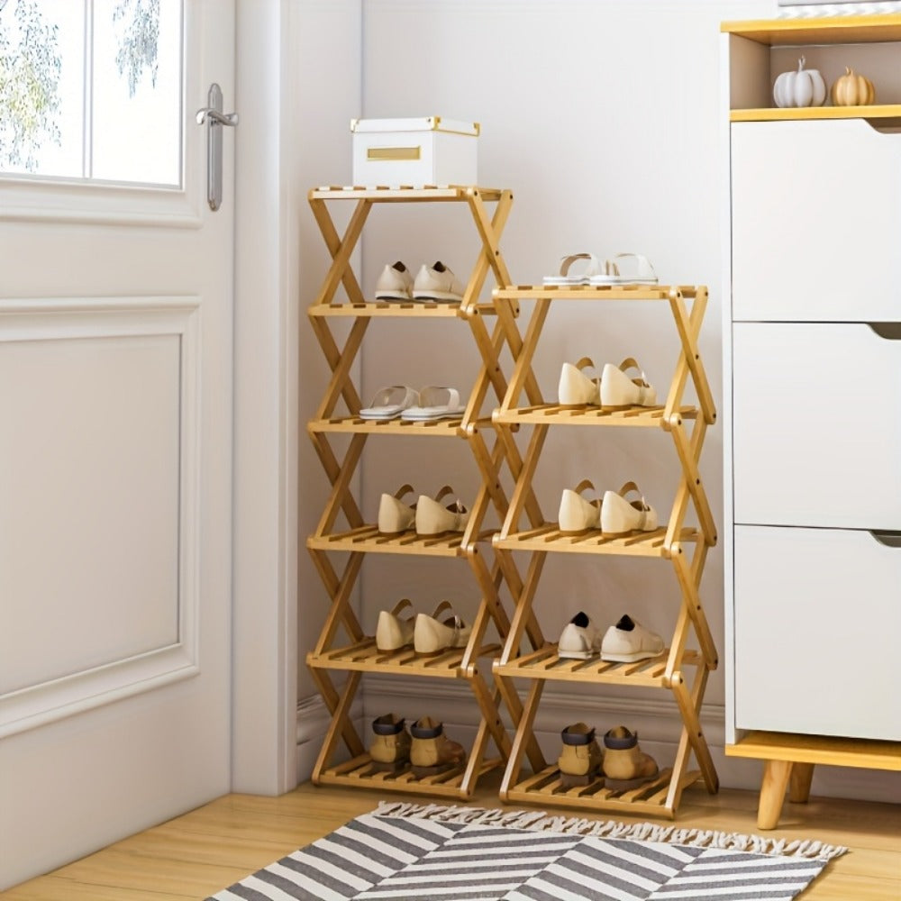 Space-Saving Foldable Shoe Rack, Freestanding Shoe Storage Rack for Entryway detail image - detail view 7