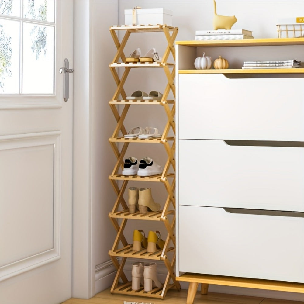 Space-Saving Foldable Shoe Rack, Freestanding Shoe Storage Rack for Entryway detail image - detail view 9