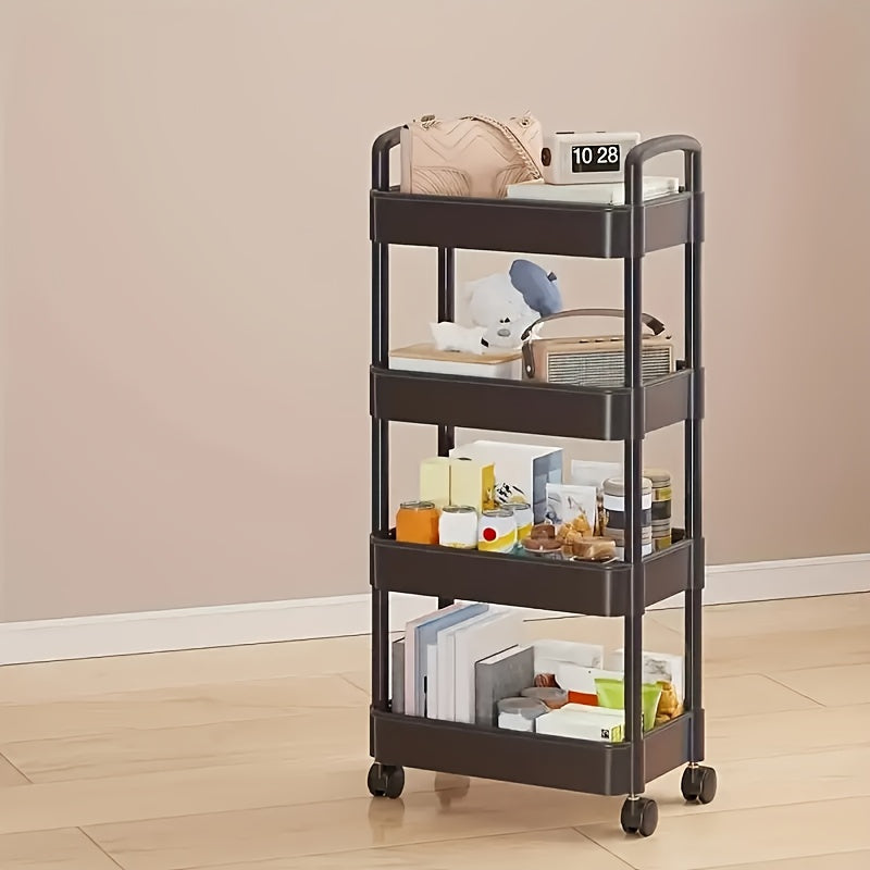 Space-Saving Plastic Rolling Storage Cart with Rolling Wheels detail image - detail view 5