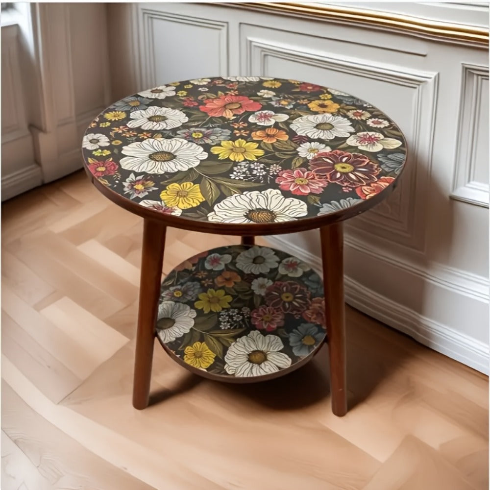 Side Table, Mandala Flower Sofa Round Coffee Table with Storage Space Saving Design shown in the main product view