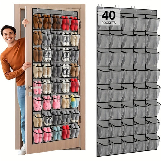 Shoe Organizer, Over the Door 40 Large Breathable Mesh Pockets Space Saving Hanging Closet shown in the main product view