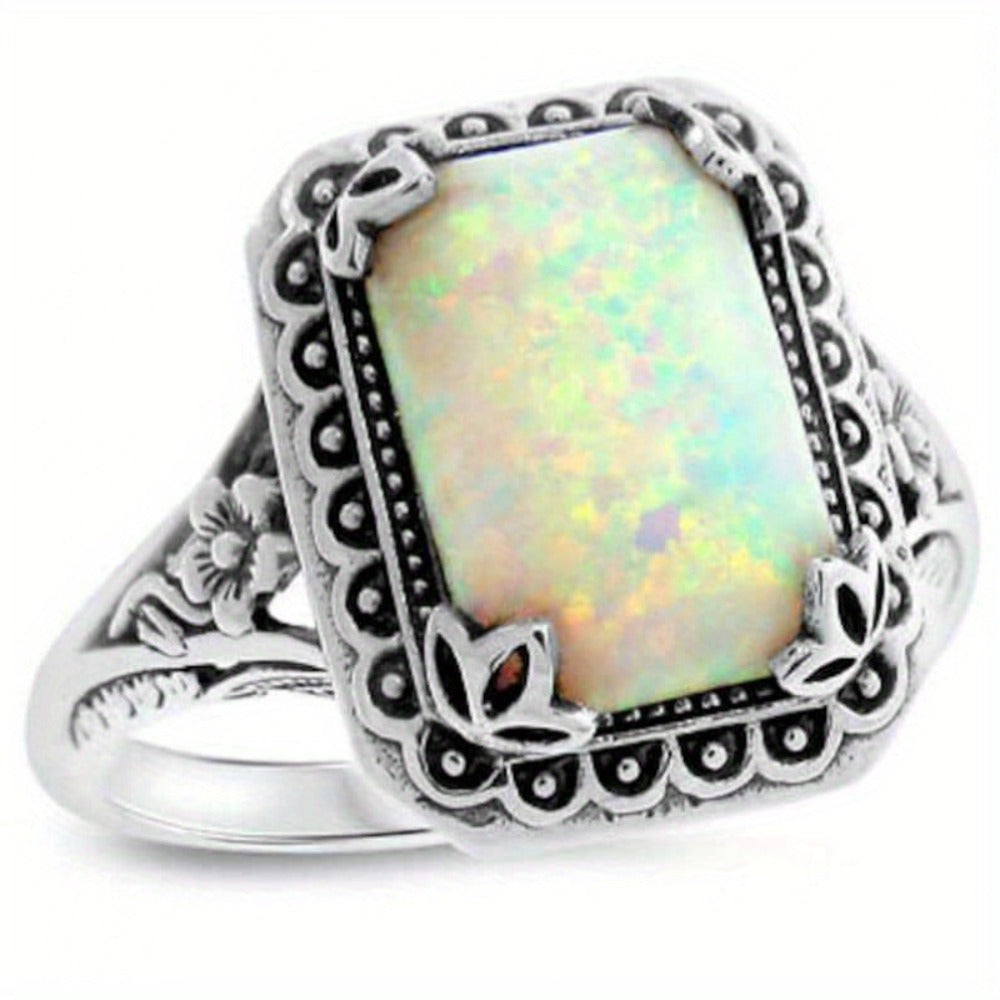 Stackable Rings for Women - 925 Sterling Silver Ring for Handcrafted Inlaid Stone Elegant Band - product detail view 3