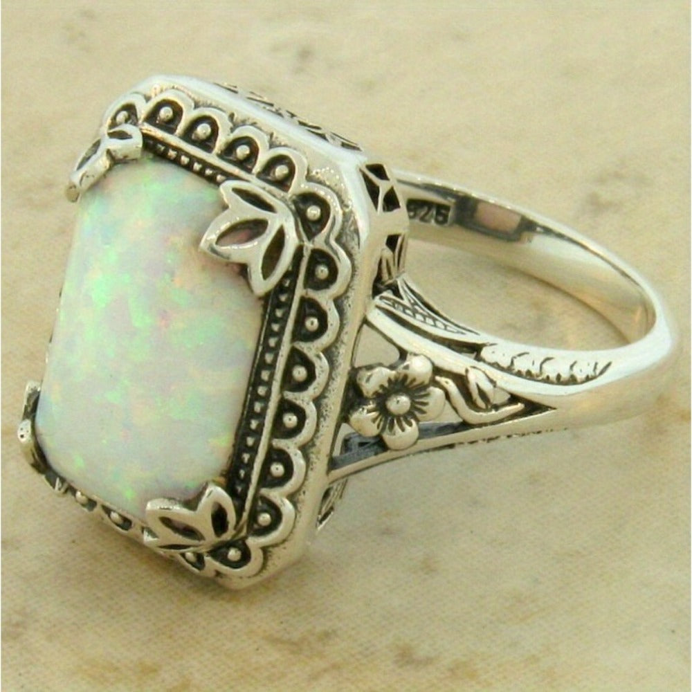Stackable Rings for Women - 925 Sterling Silver Ring for Handcrafted Inlaid Stone Elegant Band - product detail view 7