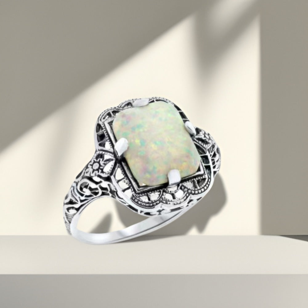 Stackable Rings for Women - 925 Sterling Silver Ring for Handcrafted Inlaid Stone Elegant Band - product detail view 10