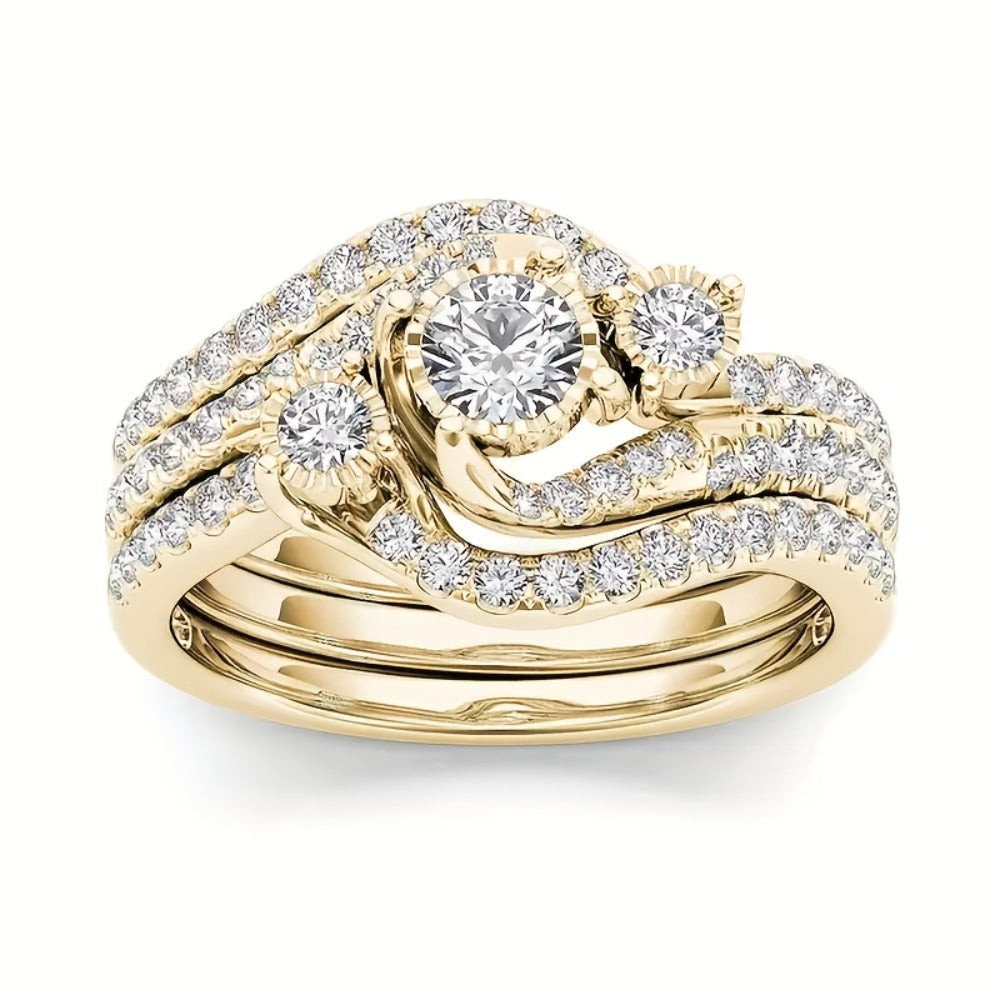 Stackable Rings for Women - Wedding Ring Set for 9 Pieces Multi-Style Bands with Synthetic Zirconia - product detail view 3